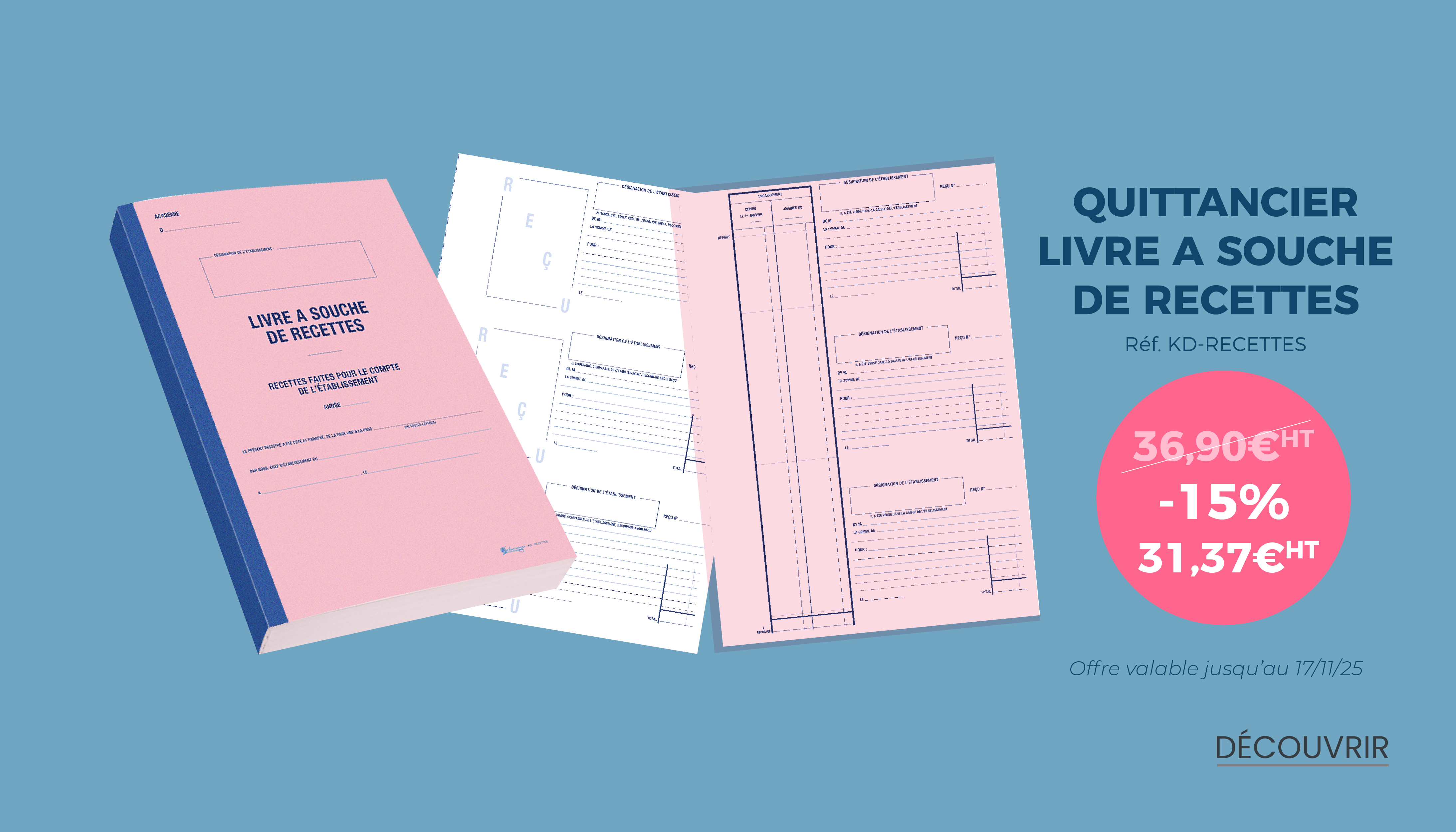 Quittancier - livre à souche de recettes 